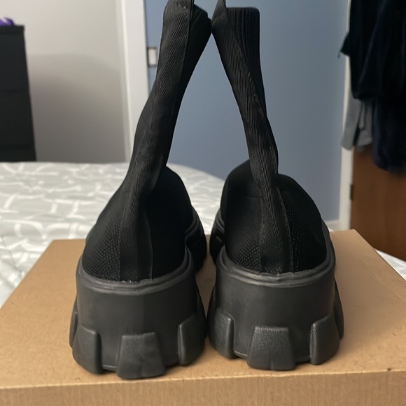 Womens Black Sock Boots, - Picture 4 of 6